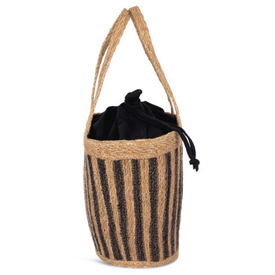 Cesta às riscas em junco do mar